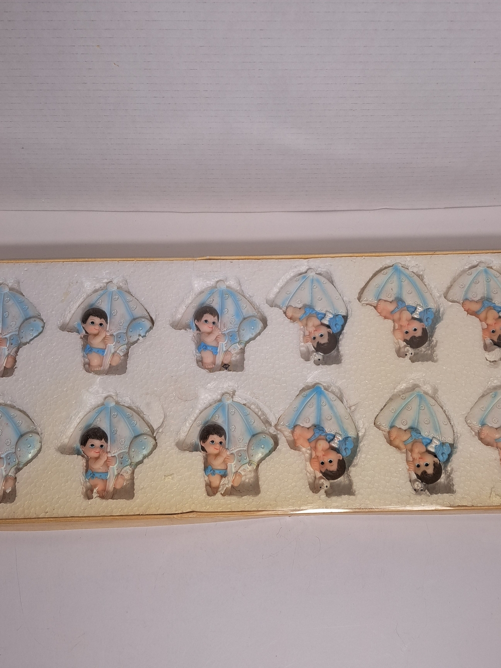 Blue Baby Ceramic Figurines with a Magnet on the back. Great for Baby Shower